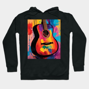 Acoustic Guitar Portrait Modern Oil Painting Style Digital Art Hoodie